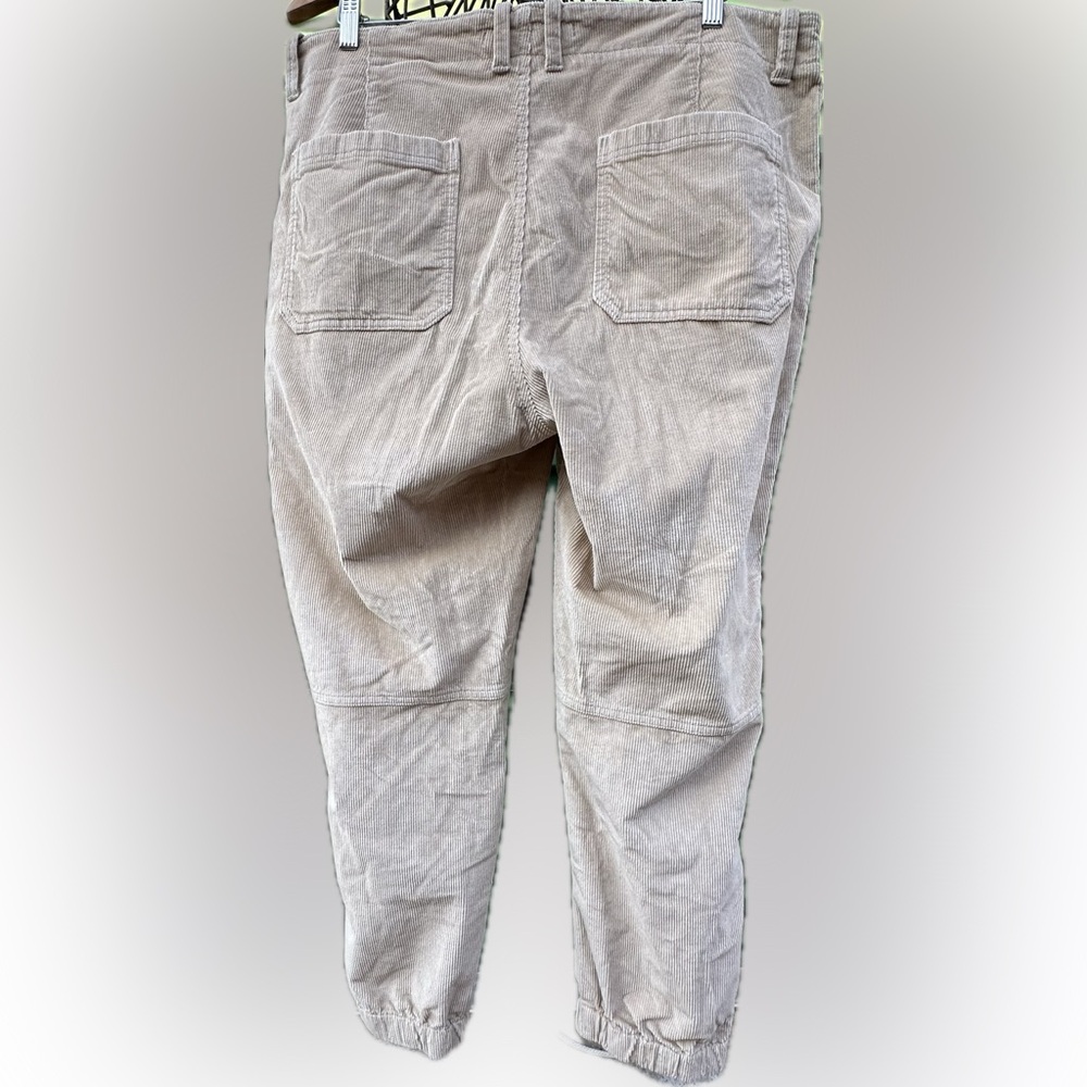 Banana Republic Khaki Corduroy Jogger Pants Preppy Zip Soft Luxe Comfort Sz 18 - Picture 5 of 10